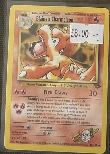 Pokemon Card Blaine's Charmeleon Gym Challenge Uncommon 31/132 Lightly Played