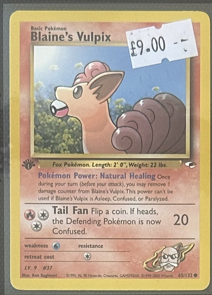 Pokemon Card Blaine's Vulpix Gym Heroes 1st Edition Common 65/132 Lightly Played