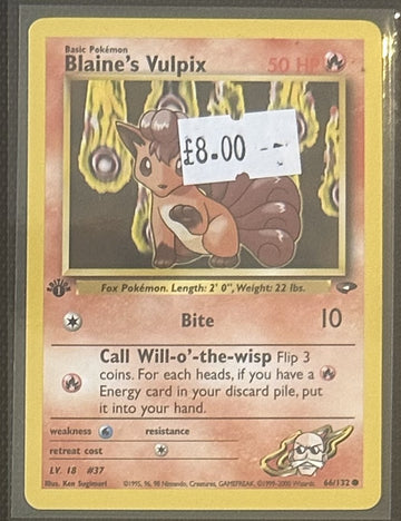 Pokemon Card Blaine's Vulpix Gym Challenge 1st Edition Common 66/132 LP