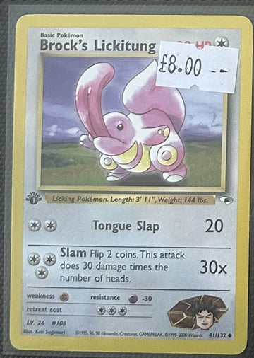 Pokemon Card Brock's Lickitung Gym Heroes 1st Edition Uncommon 41/132 LP