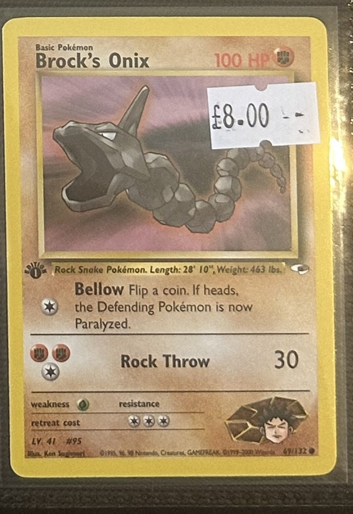 Pokemon Card Brock's Onix Gym Heroes 1st Edition Common 69/132 Lightly Played