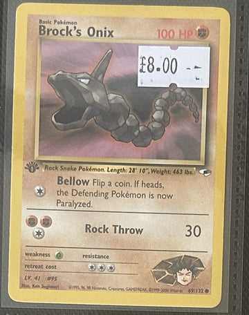 Pokemon Card Brock's Onix Gym Heroes 1st Edition Common 69/132 Lightly Played