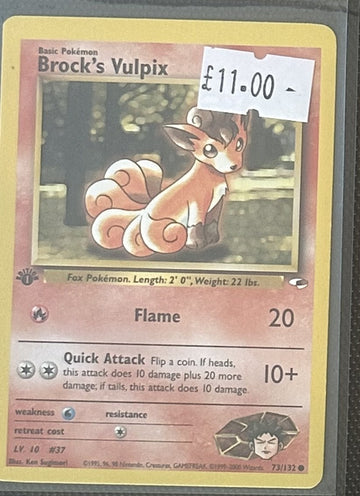 Pokemon Card Brock's Vulpix Gym Heroes 1st Edition Common 73/132 Lightly Played