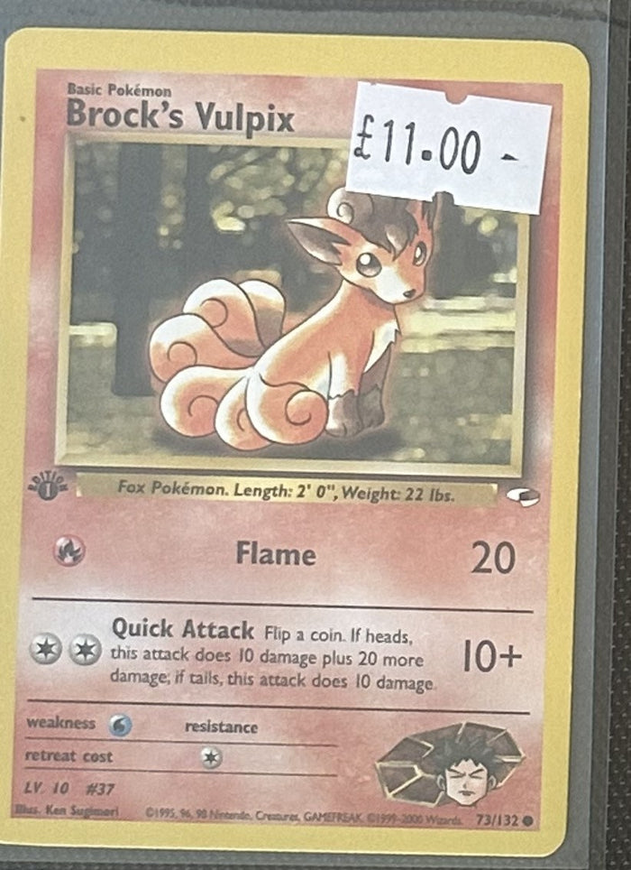Pokemon Card Brock's Vulpix Gym Heroes 1st Edition Common 73/132 Lightly Played