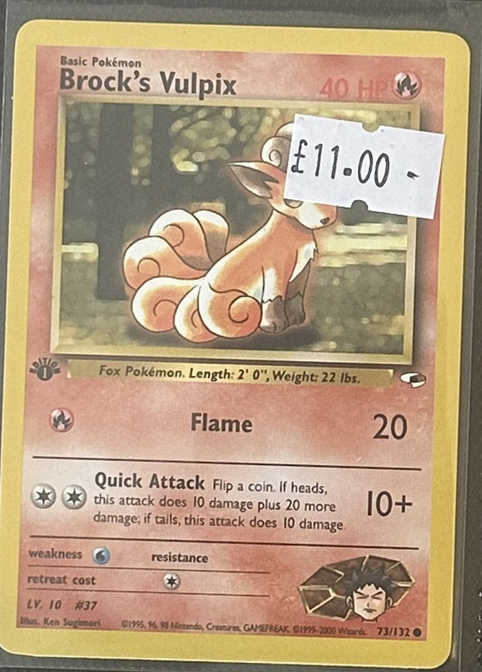 Pokemon Card Brock's Vulpix Gym Heroes 1st Edition Common 73/132 Lightly Played