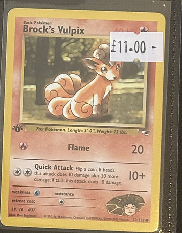 Pokemon Card Brock's Vulpix Gym Heroes 1st Edition Common 73/132 Lightly Played