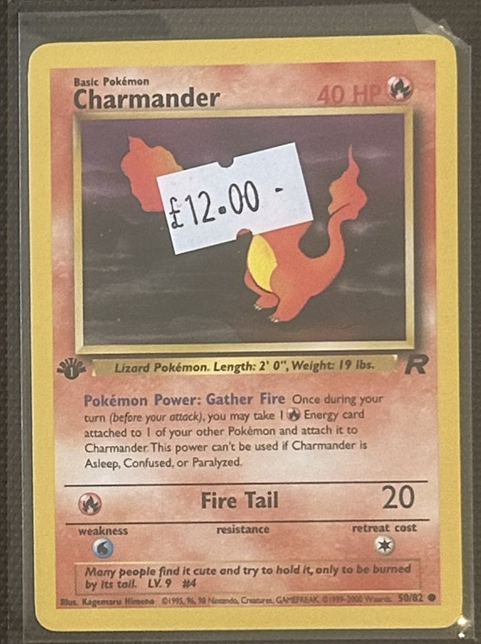 Pokemon Card Charmander Team Rocket 1st Edition Common 50/82 Lightly Played