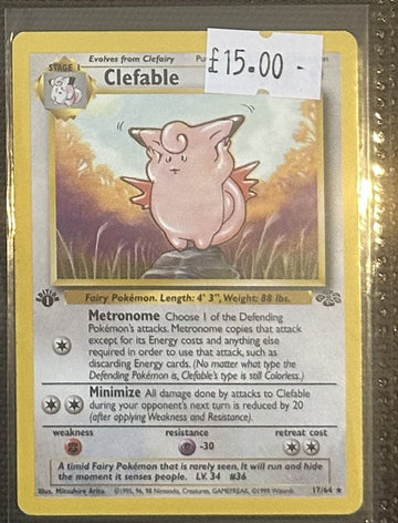 Pokemon Card Clefable Jungle 1st Edition Rare 17/64 Lightly Played