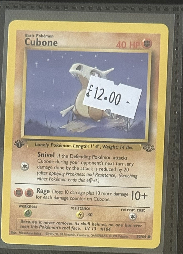 Pokemon Card Cubone Jungle 1st Edition Common 50/64 Lightly Played