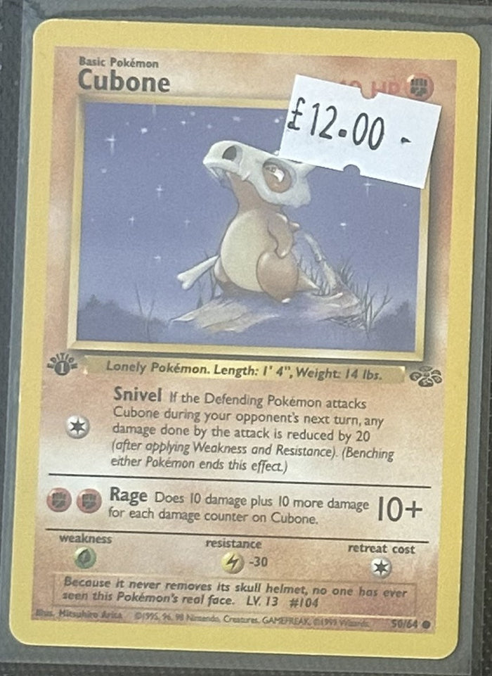 Pokemon Card Cubone Jungle 1st Edition Common 50/64 Lightly Played