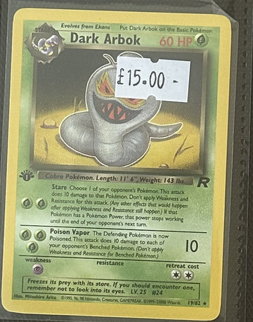 Pokemon Card Dark Arbok Team Rocket 1st Edition Rare 19/82 Lightly Played