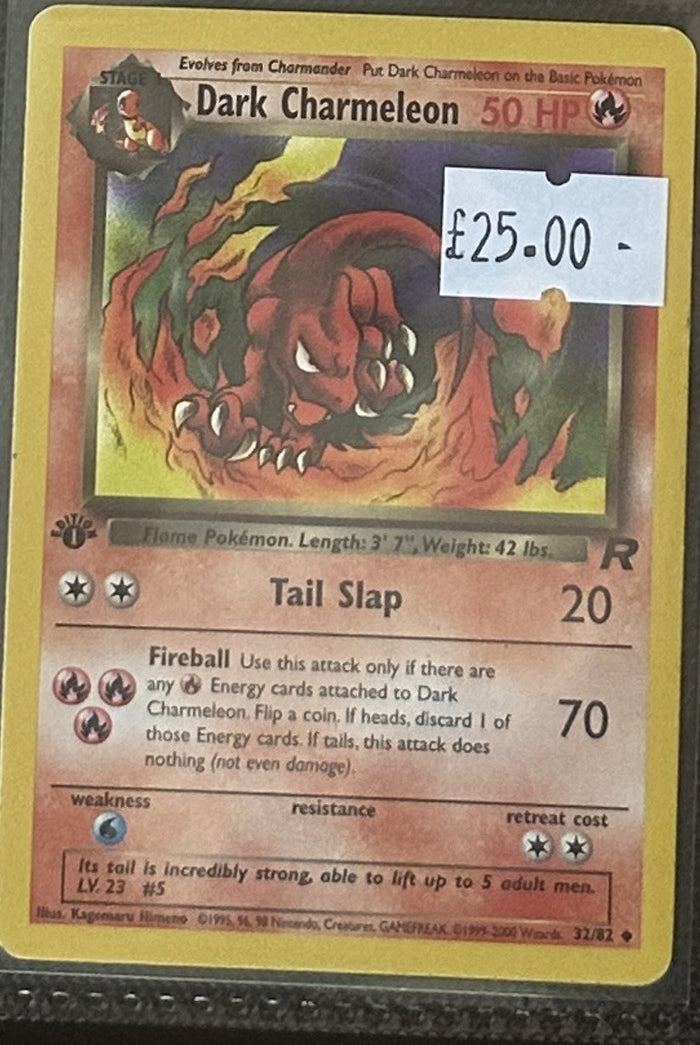 Pokemon Card Dark Charmeleon Team Rocket 1st Edition Uncommon 32/82 LP