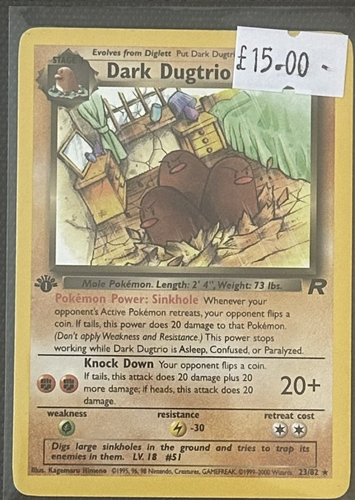 Pokemon Card Dark Dugtrio Team Rocket 1st Edition Rare 23/82 Lightly Played