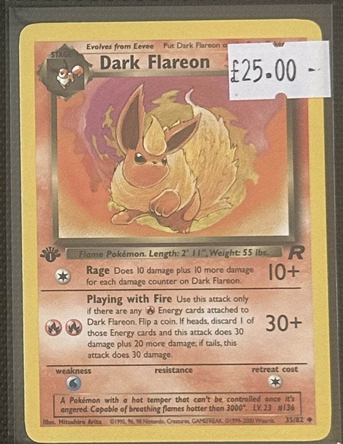 Pokemon Card Dark Flareon Team Rocket 1st Edition Uncommon 35/82 Lightly Played