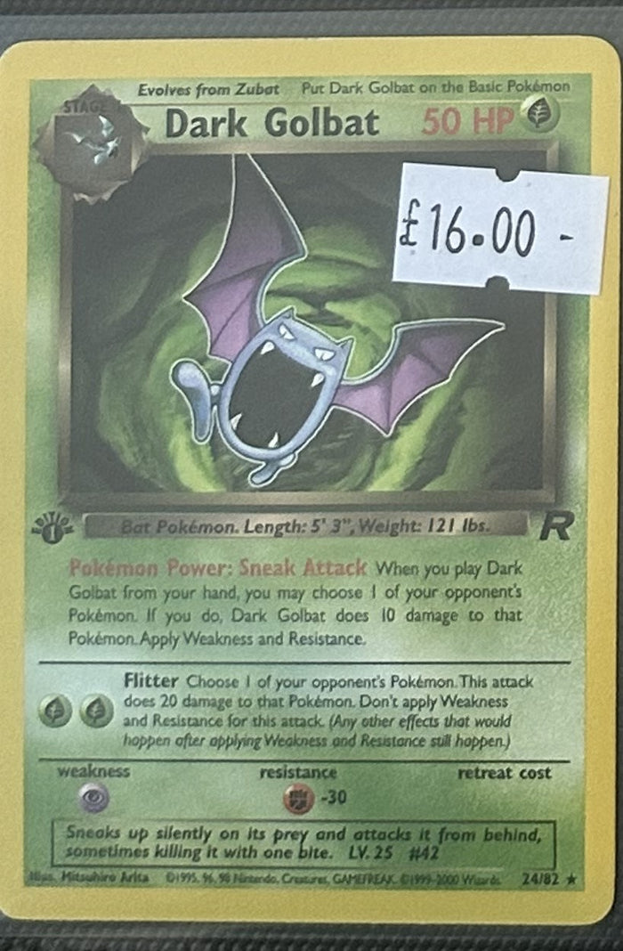 Pokemon Card Dark Golbat Team Rocket 1st Edition Rare 24/82 Lightly Played