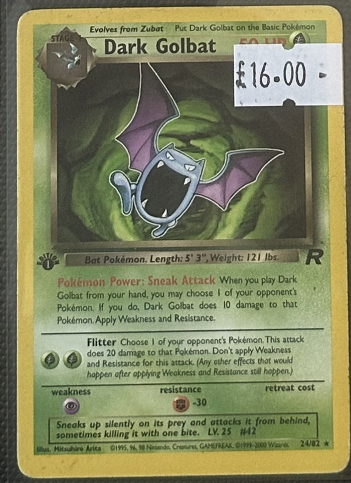 Pokemon Card Dark Golbat Team Rocket 1st Edition Rare 24/82 Lightly Played