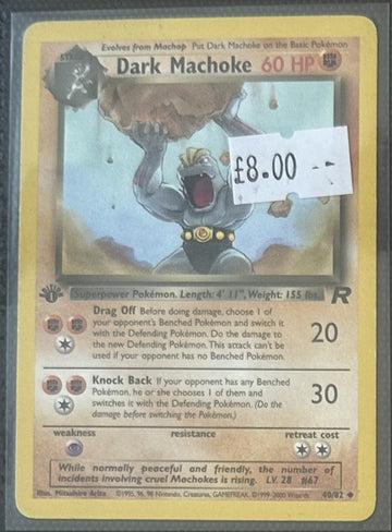Pokemon Card Dark Machoke Team Rocket 1st Edition Uncommon 40/82 Lightly Played