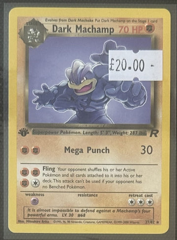 Pokemon Card Dark Machamp Team Rocket 1st Edition Rare 27/82 Lightly Played