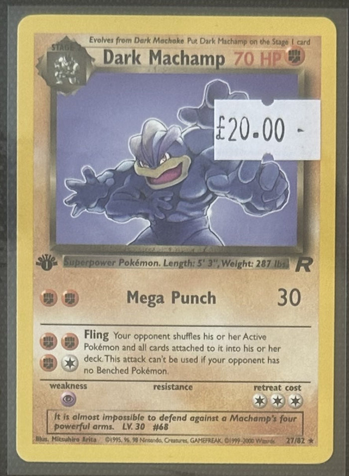 Pokemon Card Dark Machamp Team Rocket 1st Edition Rare 27/82 Lightly Played
