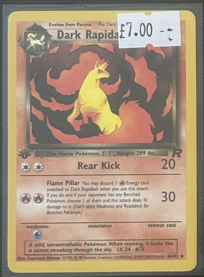 Pokemon Card Dark Rapidash Team Rocket 1st Edition Uncommon 44/82 Lightly Played