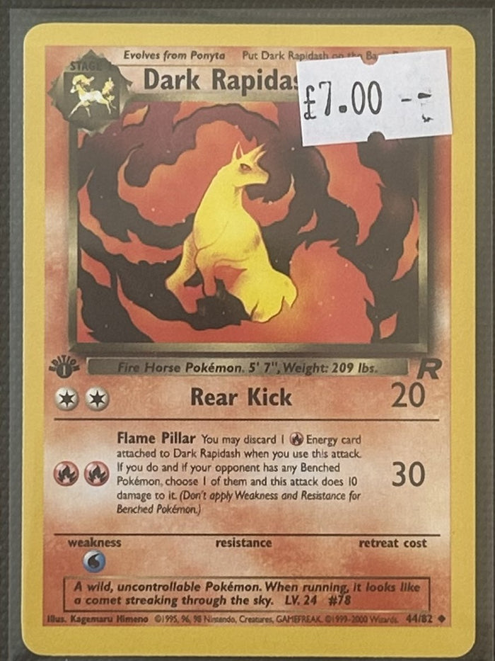 Pokemon Card Dark Rapidash Team Rocket 1st Edition Uncommon 44/82 Lightly Played
