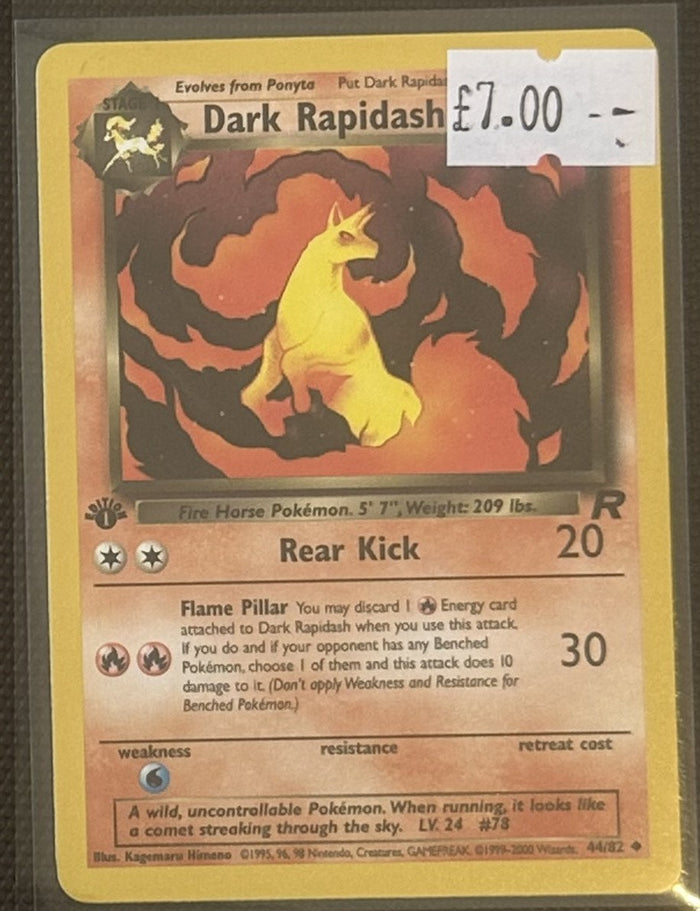 Pokemon Card Dark Rapidash Team Rocket 1st Edition Uncommon 44/82 Lightly Played