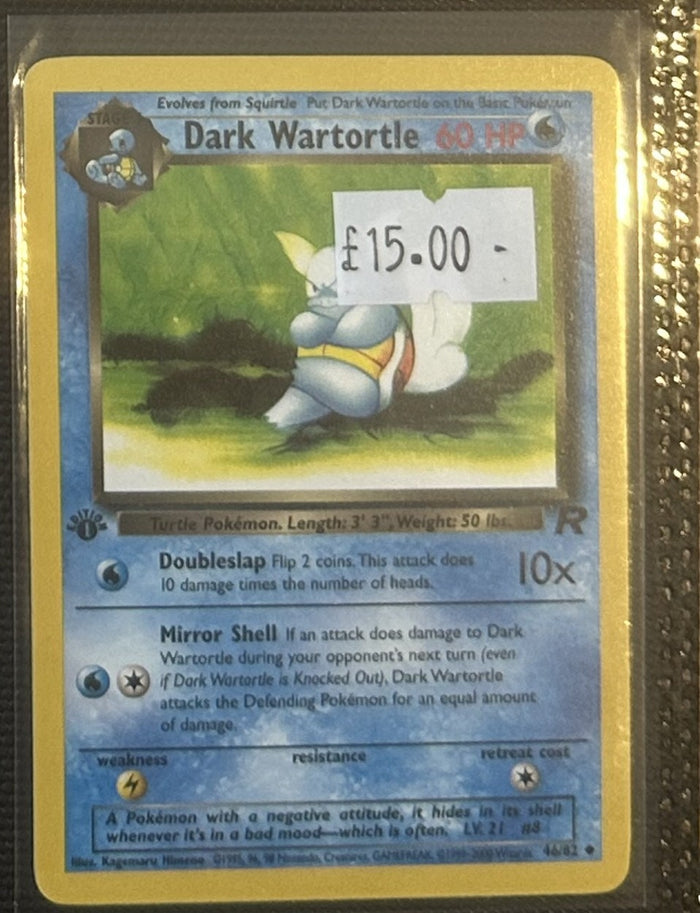 Pokemon Card Dark Wartortle Team Rocket 1st Edition Uncommon 46/82 LP