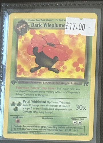 Pokemon Card Dark Vileplume Team Rocket 1st Edition Rare 30/82 Lightly Played