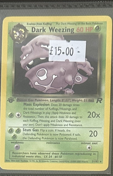 Pokemon Card Dark Weezing Team Rocket 1st Edition Rare 31/82 Lightly Played