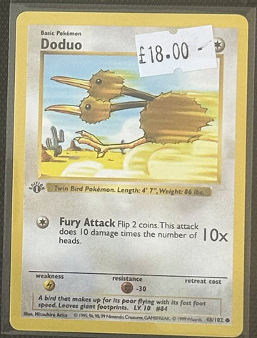 Pokemon Card Doduo Base Set 1st Edition Common 48/102 Lightly Played