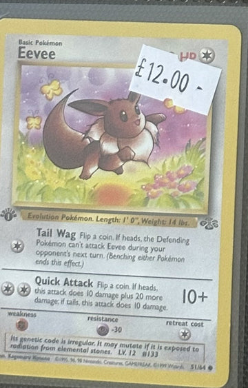 Pokemon Card Eevee Jungle 1st Edition Common 51/64 Lightly Played