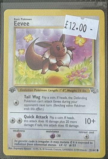 Pokemon Card Eevee Jungle 1st Edition Common 51/64 Lightly Played