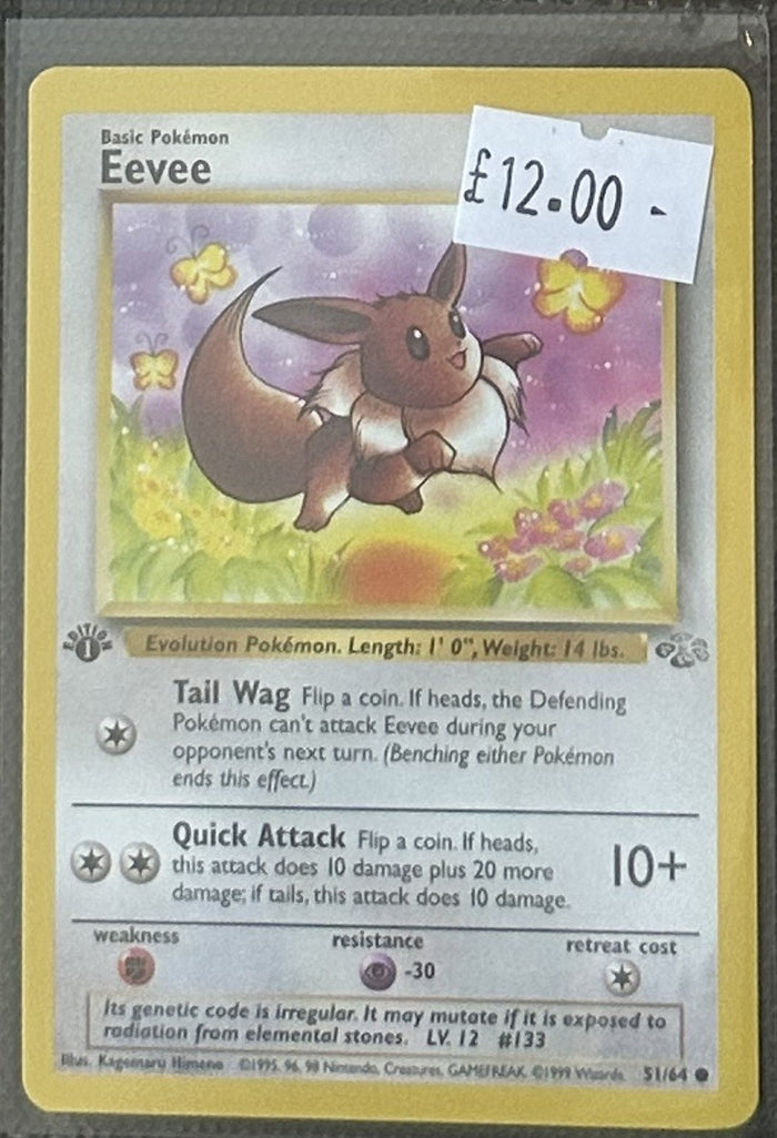 Pokemon Card Eevee Jungle 1st Edition Common 51/64 Lightly Played