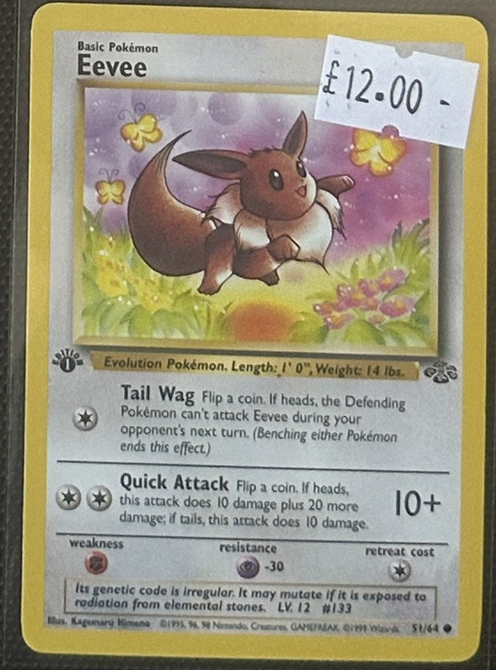 Pokemon Card Eevee Jungle 1st Edition Common 51/64 Lightly Played