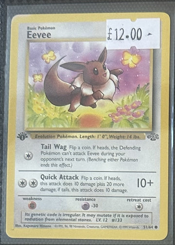 Pokemon Card Eevee Jungle 1st Edition Common 51/64 Lightly Played