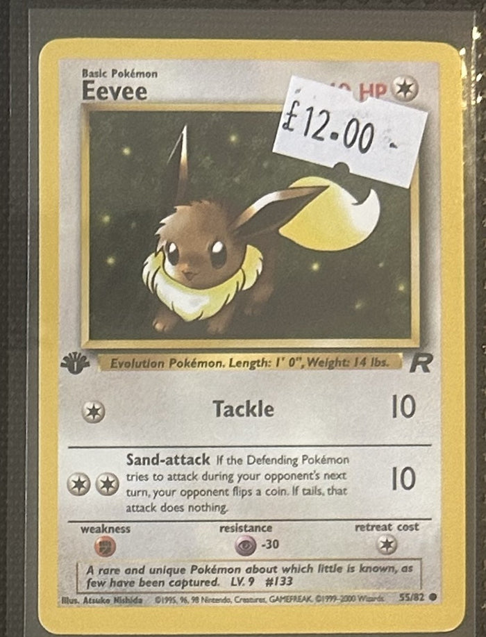 Pokemon Card Eevee Team Rocket 1st Edition Common 55/82 Lightly Played