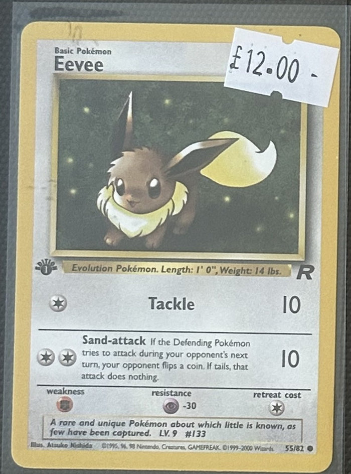 Pokemon Card Eevee Team Rocket 1st Edition Common 55/82 Lightly Played