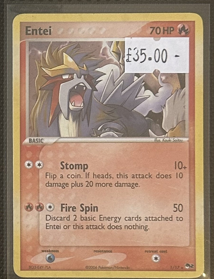 Pokemon Card Entei POP Series 2 Rare 1/17 Lightly Played