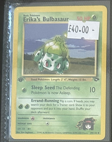 Pokemon Card Erika's Bulbasaur Gym Challenge 1st Edition Uncommon 39/132 LP
