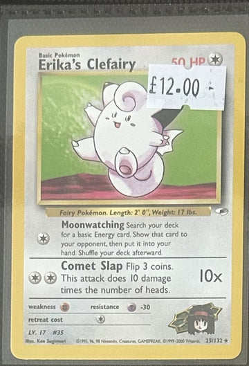 Pokemon Card Erika's Clefairy Gym Heroes Rare 25/132 Lightly Played