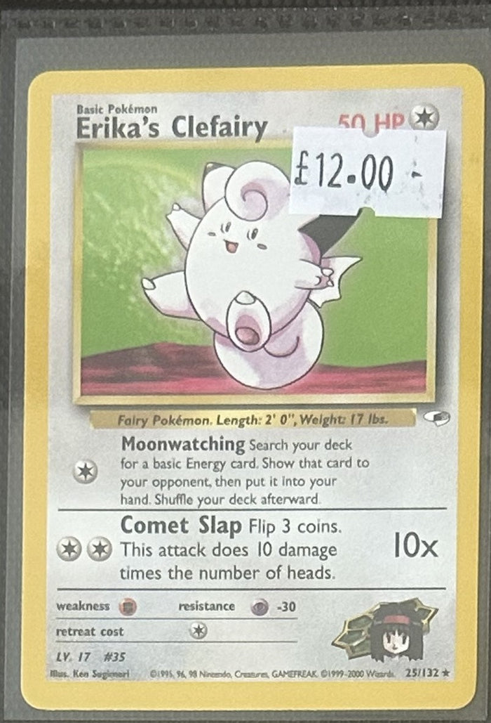 Pokemon Card Erika's Clefairy Gym Heroes Rare 25/132 Lightly Played