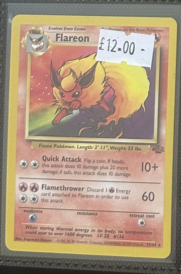 Pokemon Card Flareon Jungle Rare 19/64 Lightly Played