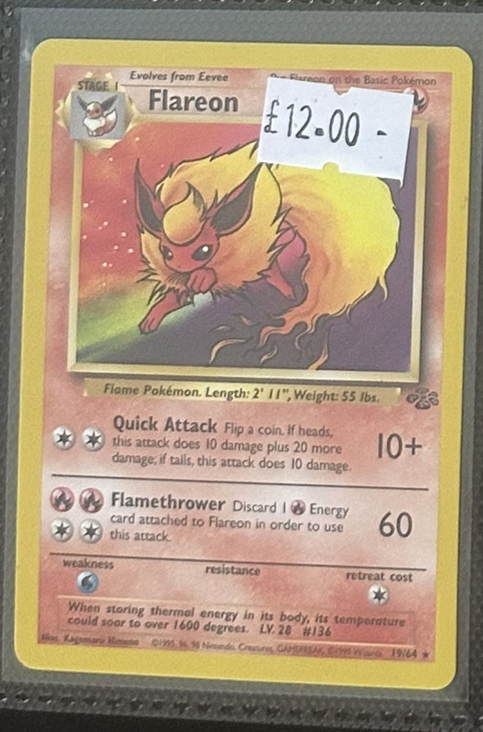 Pokemon Card Flareon Jungle Rare 19/64 Lightly Played