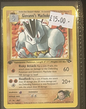 Pokemon Card Giovanni's Machoke Gym Challenge 1st Edition Uncommon 42/132 LP