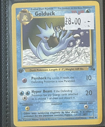 Pokemon Card Golduck Fossil 1st Edition Uncommon 35/62 Lightly Played