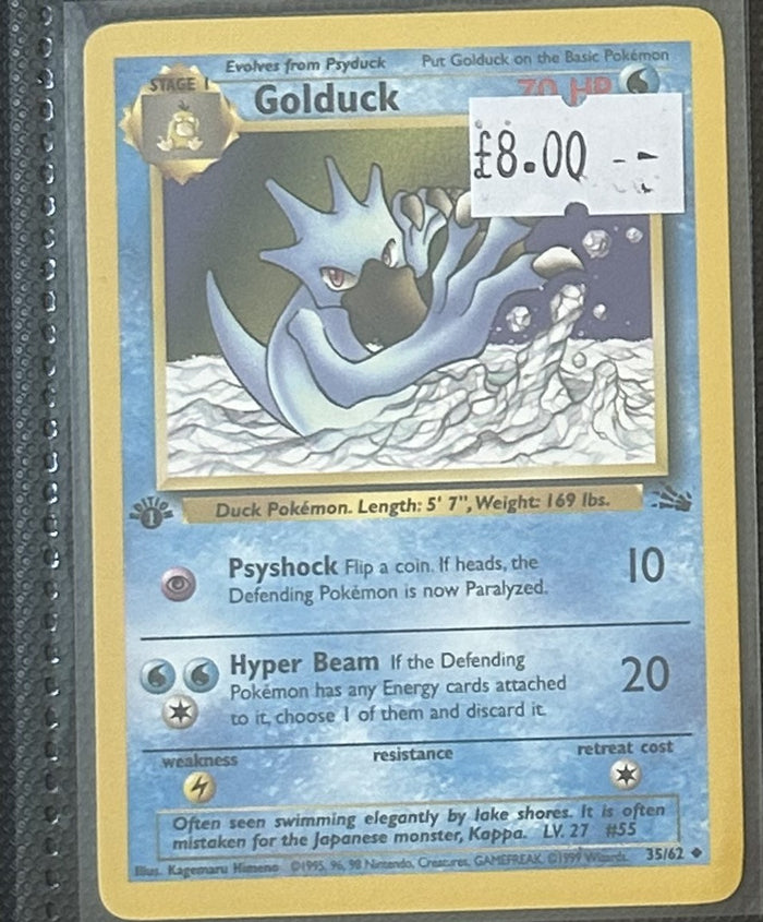 Pokemon Card Golduck Fossil 1st Edition Uncommon 35/62 Lightly Played