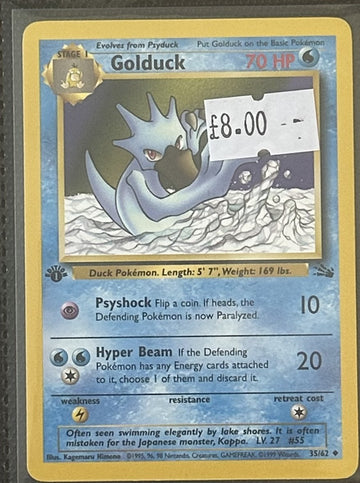 Pokemon Card Golduck Fossil 1st Edition Uncommon 35/62 Lightly Played