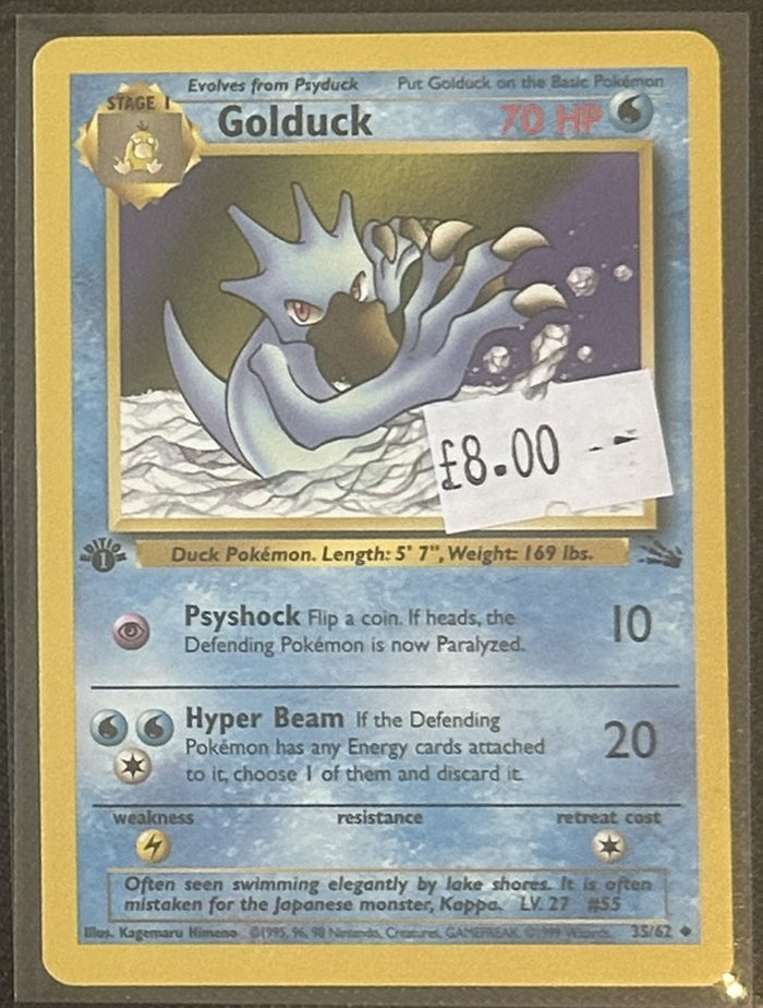 Pokemon Card Golduck Fossil 1st Edition Uncommon 35/62 Lightly Played