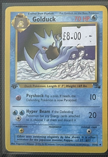 Pokemon Card Golduck Fossil 1st Edition Uncommon 35/62 Lightly Played