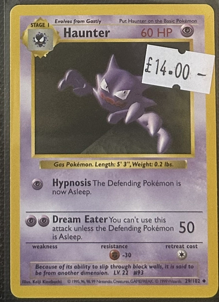 Pokemon Card Haunter Base Set Shadowless Uncommon 29/102 Lightly Played